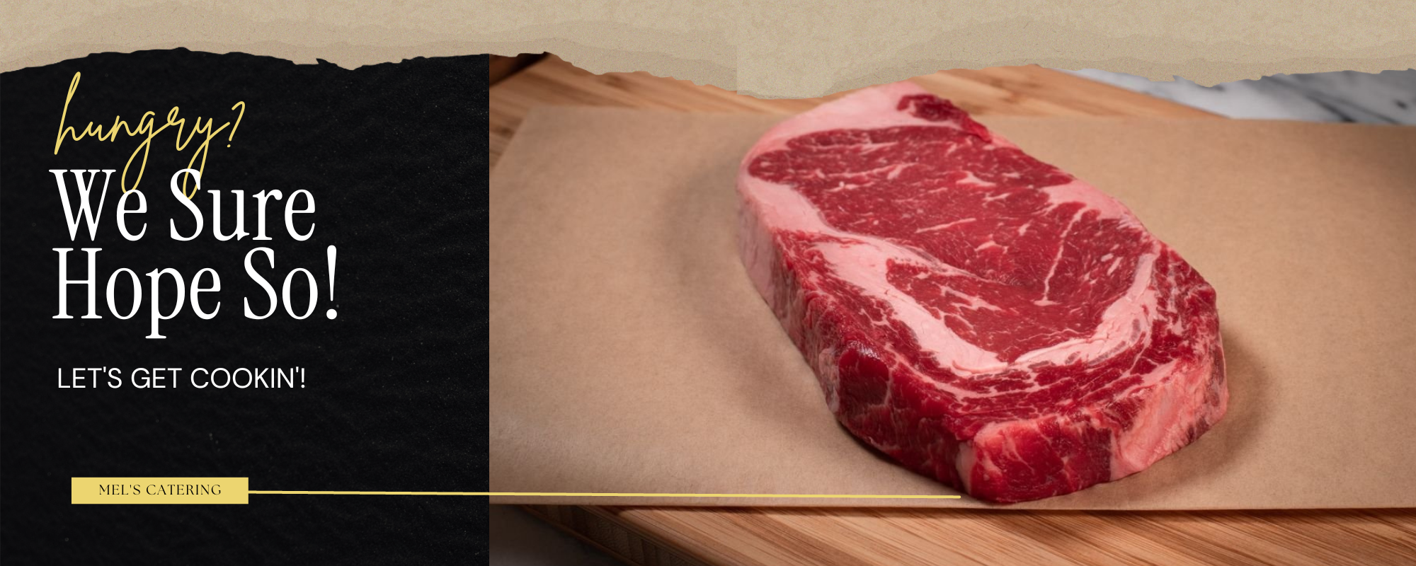 fresh cut steak on parchment paper