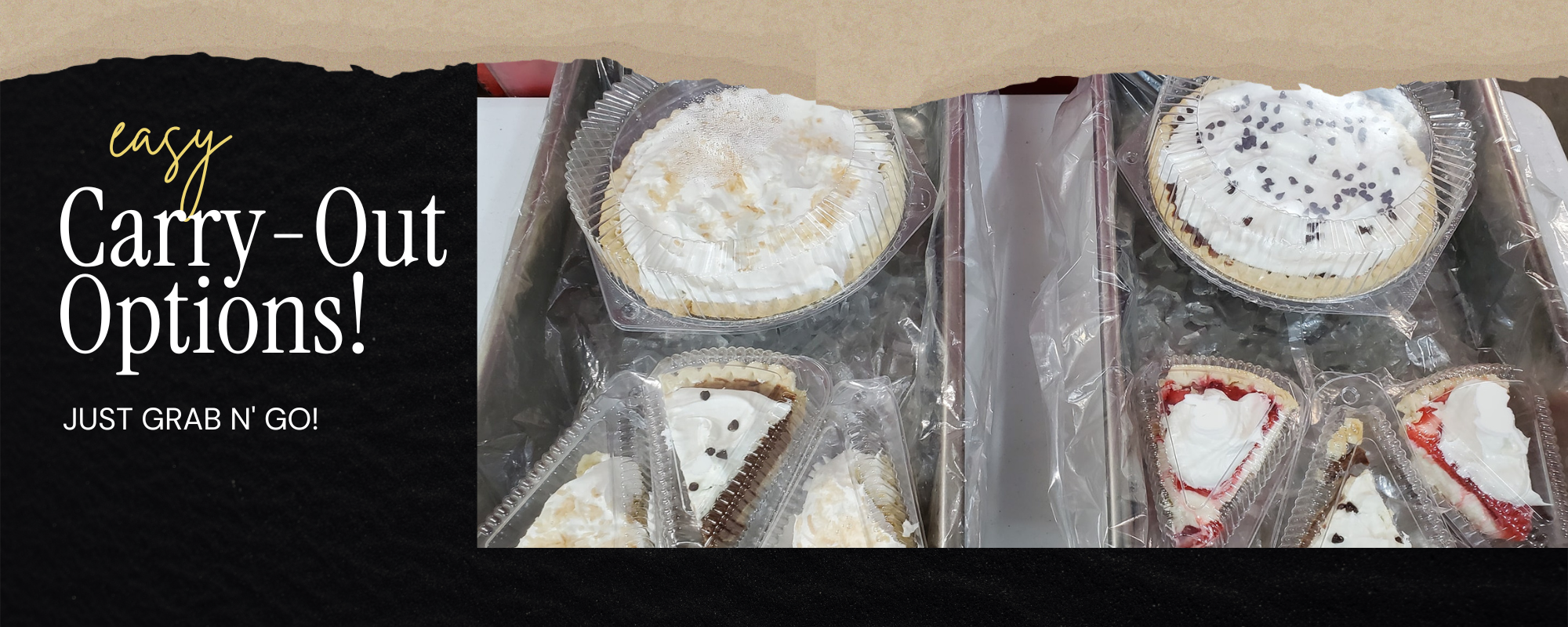 collage of carry-out pies